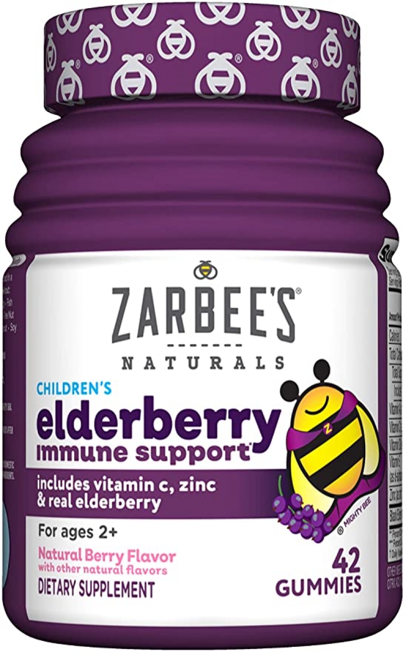 ihocon: Zarbee's Naturals Children's Elderberry Immune Support with Vitamin C & Zinc, Natural Berry Flavor, 42 Gummies ' 兒童接骨木漿果免疫力增強軟糖 