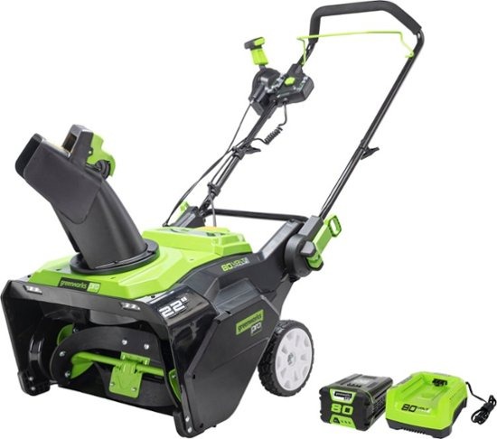 ihocon: Greenworks 80V 22” Cordless Brushless Snow Blower with 4.0 Ah Battery and Rapid Charger  無線掃雪機, 含電池及充電器