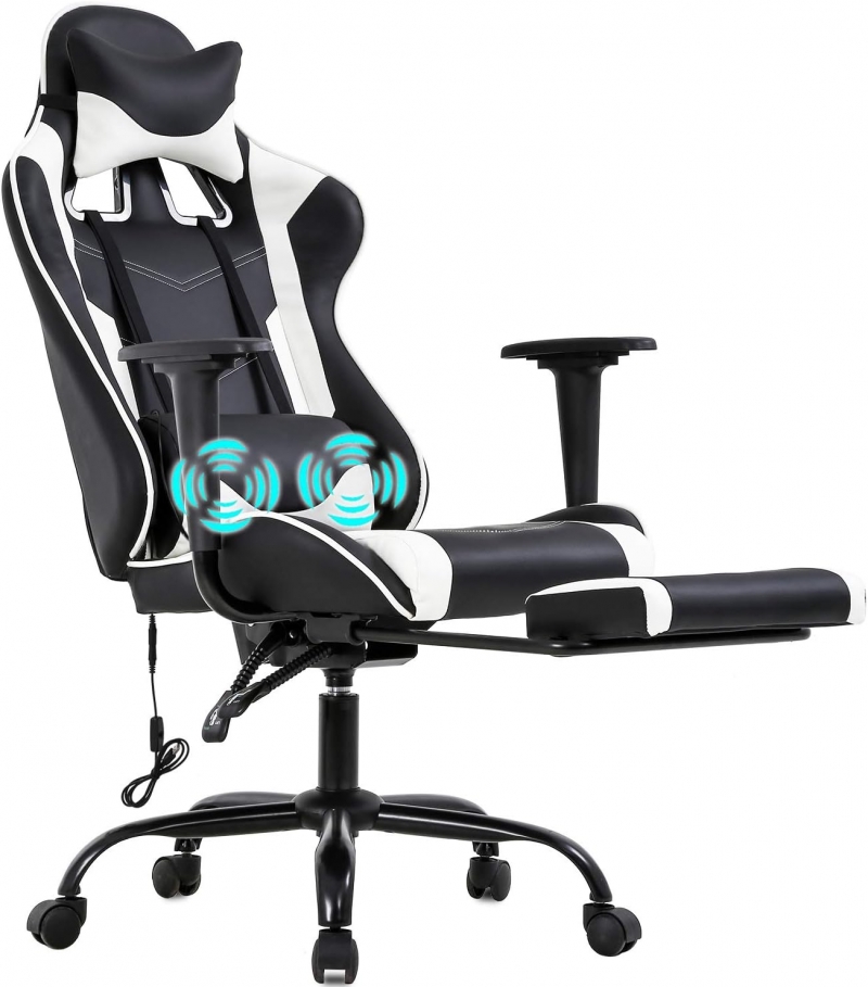 ihocon: BestOffice Racing Office Ergonomic Desk Massage PU Leather Recliner人體工學電競椅/辦公椅, 腰部震動按摩 