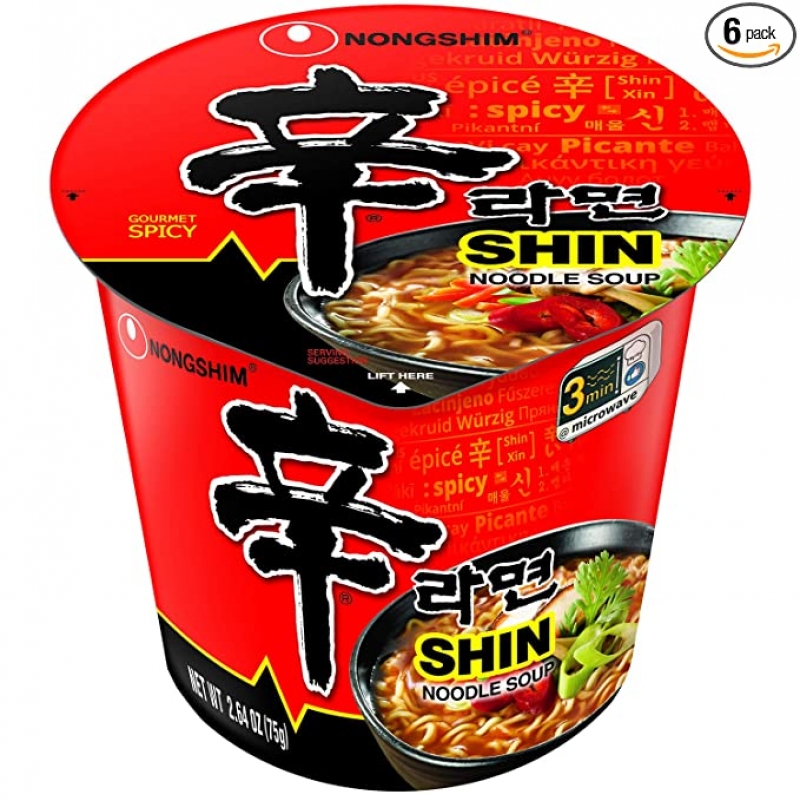 ihocon: Nongshim Shin Cup Noodle Soup, Gourmet Spicy, 2.64 Ounce (Pack of 6)  辛拉麵