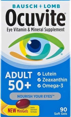 ihocon: Bausch + Lomb Ocuvite Adult 50+ Vitamin & Mineral Supplement with Lutein, Zeaxanthin, and Omega-3, Soft Gels, 90-Count