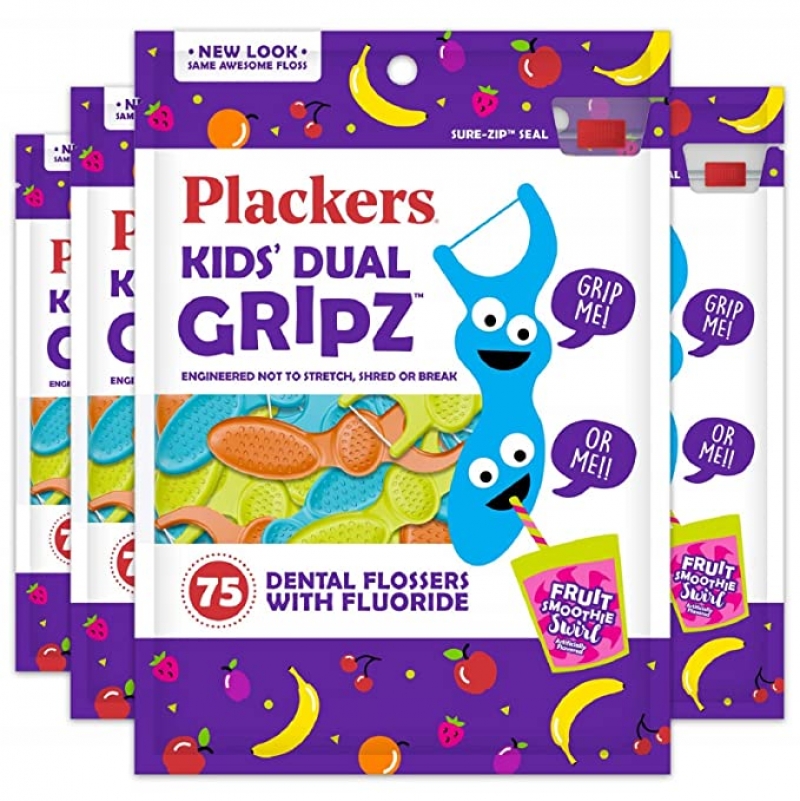 ihocon: Plackers Kids Dental Floss Picks , 75 Count (Pack of 4), Dr.Seuss Version  兒童牙線
