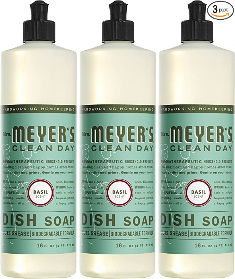 ihocon: Mrs. Meyer's Liquid Dish Soap, Biodegradable Formula, Basil 生物降解洗碗精 16 fl oz. 3罐