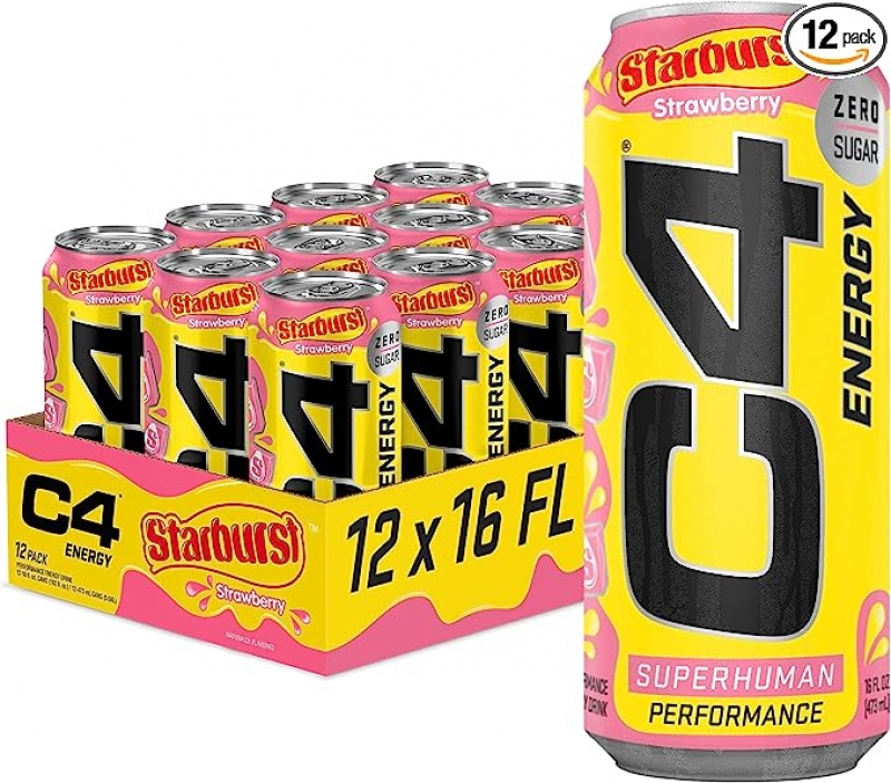 ihocon: Cellucor C4 Energy Drink, STARBURST Strawberry 無糖能量飲料 16 fl. oz. 12瓶
