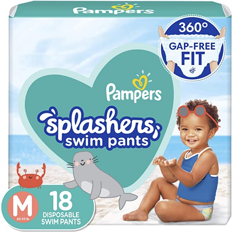 ihocon: Pampers Splashers Swim Diapers Size M 18 Count 幫寶適游泳尿布