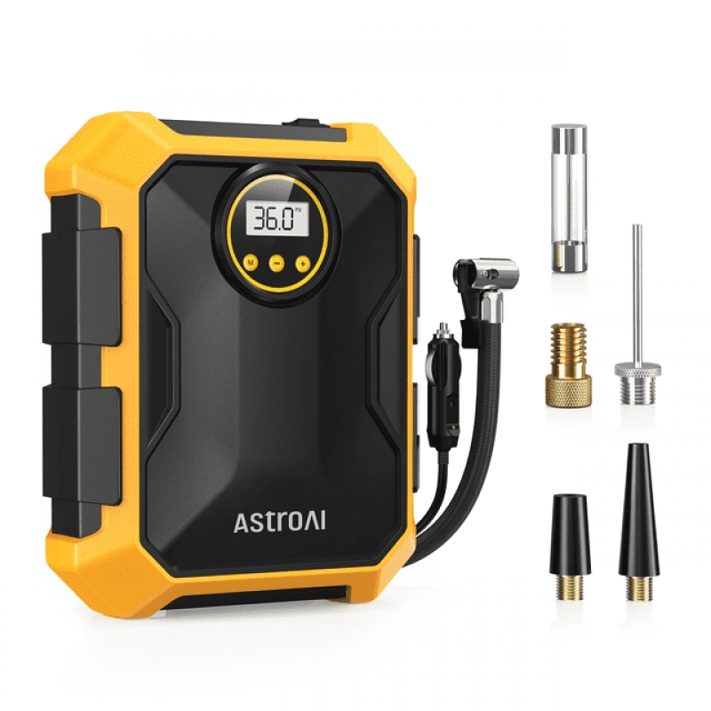 ihocon: Tire Inflator 100 PSI, Car Tire Air Pump, Portable Air Compressor for Tires, Yellow, 電動輪胎打氣機 