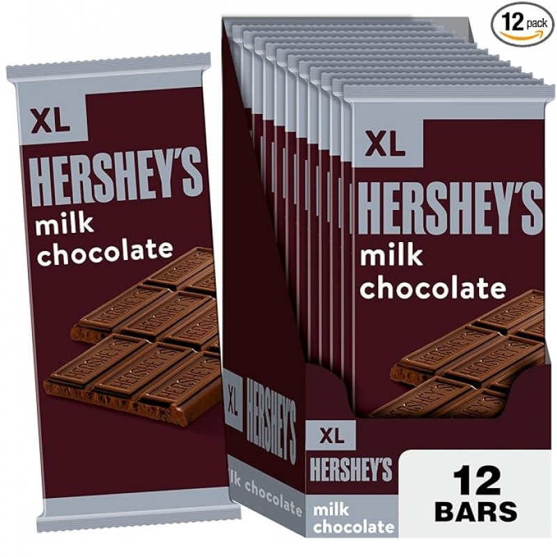 ihocon: HERSHEY'S Milk Chocolate XL, Candy Bars 牛奶巧克力4.4 oz 12個
