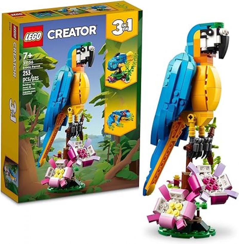 ihocon: 樂高積木LEGO Creator 3 in 1 Exotic Parrot Building Toy Set, 31136 鸚鵡 (253 pieces)