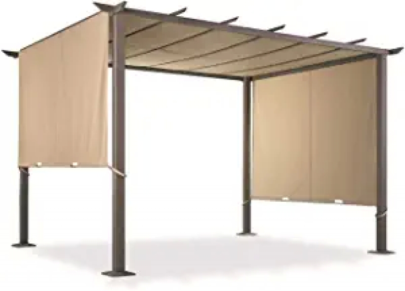ihocon: CASTLECREEK 12' x 10' Pergola Gazebo with Retractable Walls, Outdoor Canopy, Patio Furniture  遮陽棚