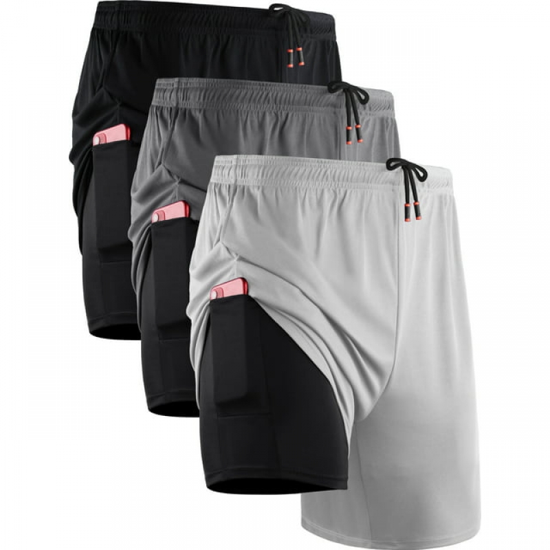 ihocon: NELEUS Mens 2 in 1 Dry Fit Workout Shorts 男士短褲 3件