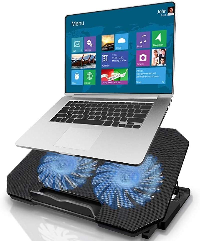 ihocon: Tendak Laptop Cooling Pad with 2 Quiet Cooling Big Fans, 5 Stand Height Adjustable 可調高度, 雙風扇電腦散熱墊