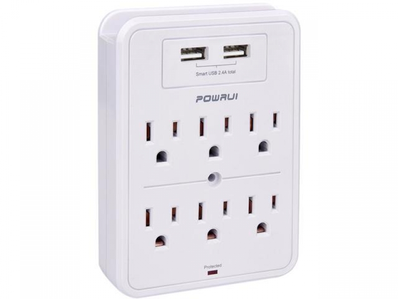 ihocon: POWRUI Surge Protector, USB Wall Charger with 2 USB Charging Ports 電湧保護插座擴充器