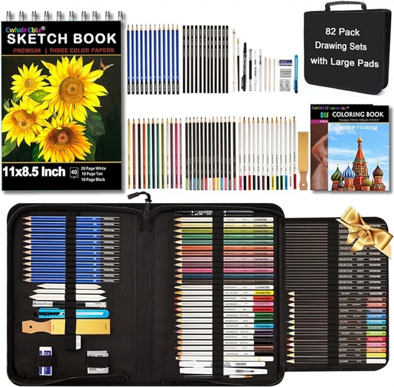 ihocon: CwhaleCblu 83 Pack Drawing Pencil Set 绘图用品