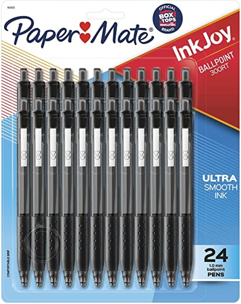 ihocon: Paper Mate 1945925 InkJoy 300RT Retractable Ballpoint Pens, Medium Point, Black, 24 Count 按壓式黑色原子筆，24 支