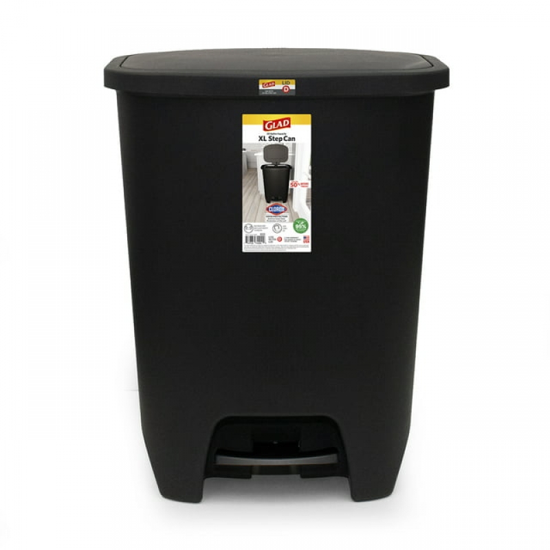 ihocon: Glad XL Trash Can, Plastic Step-on Kitchen Trash Can, with Clorox Odor Defense 厨房垃圾桶