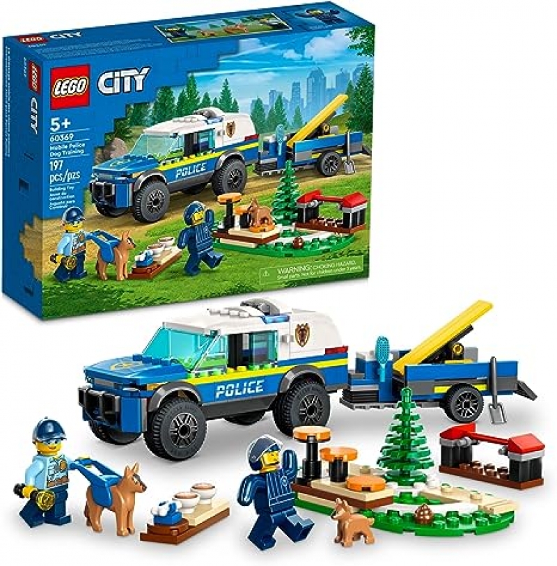 ihocon: 樂高積木LEGO City Mobile Police Dog Training 60369, SUV Toy Car with Trailer警犬訓練 (197 Pieces)