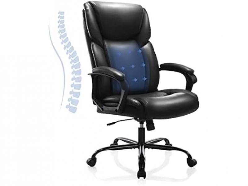 ihocon: OLIXIS Executive High Back Home Office Desk Soft Armrest Padded, Height Adjustable Ergonomic Computer Lumbar Support Bonded Leather Chair 人體工學電腦椅