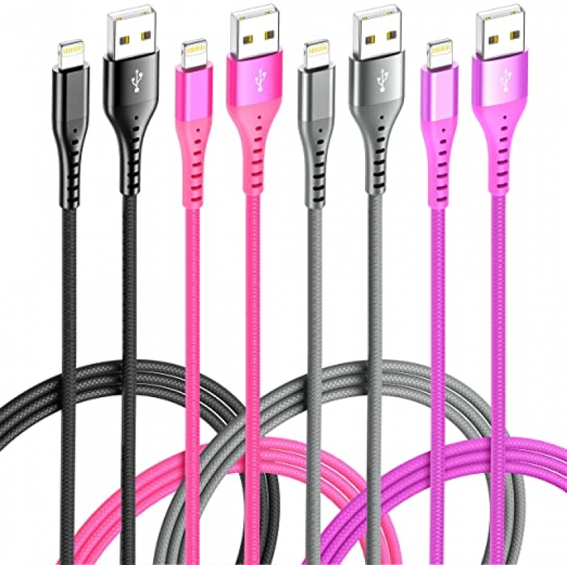 ihocon: Xnewcable 4Colors iPhone Lightning Cable [4-Pack 6/6/6/6ft] Apple MFi Certified 充電線