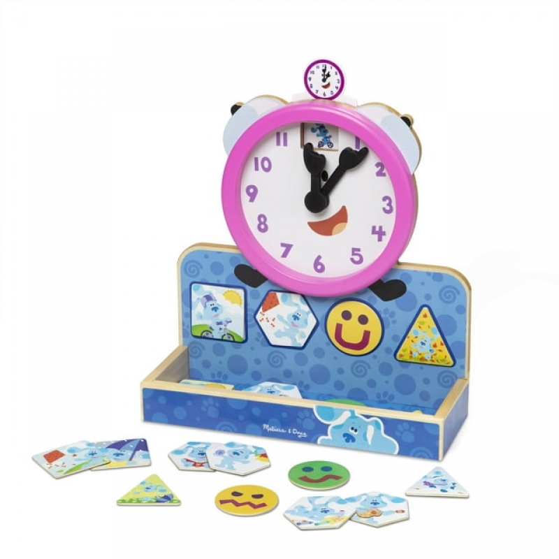 ihocon: Melissa & Doug Blue's Clues & You! Wooden Tickety Tock Magnetic Clock 兒童木製磁性學習時鐘
