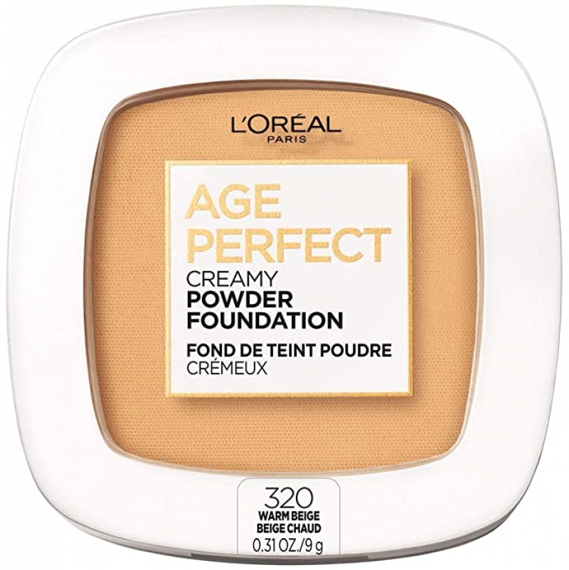 ihocon: L'Oreal Paris Age Perfect Creamy Powder Foundation Compact, 320 Warm Beige, 0.31 Ounce 粉餅