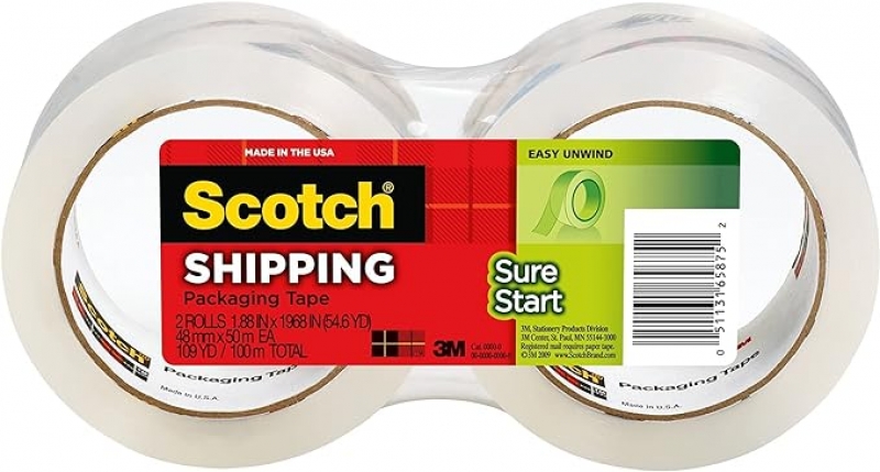 ihocon: Scotch Sure Start Shipping Packaging Tape, 1.88 x 54.6 yd 封箱胶带2卷