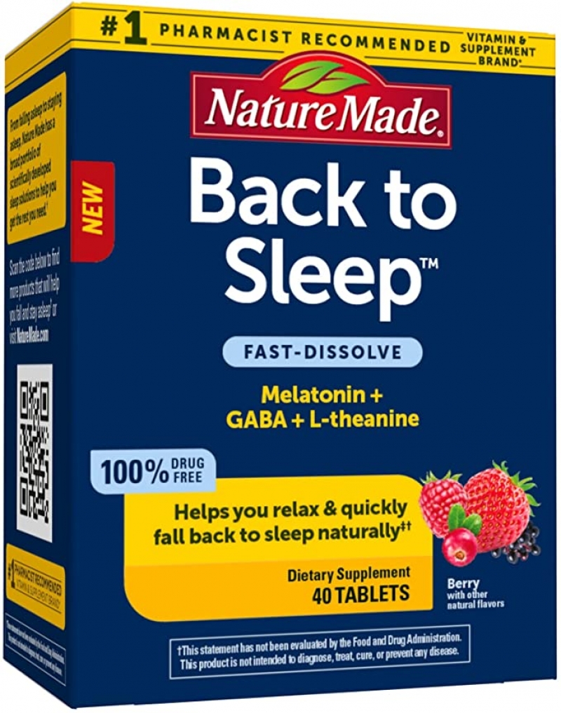 ihocon: [幫助睡眠] Nature Made Back to Sleep, Melatonin Fast-Dissolve, L-Theanine and GABA to Help Relax and Calm Your Mind, 40 Tablets 