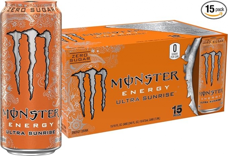 ihocon: Monster Energy Ultra Sunrise, Sugar Free Energy Drink無糖能量飲料, 16 Fl Oz, 15罐