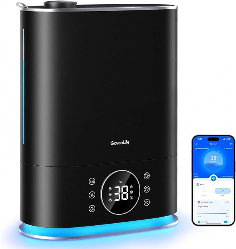 ihocon: GoveeLife Smart Humidifier Max, 7L Warm and Cool Mist WiFi Humidifier for Home Bedroom, Top Fill Humidifiers 70H, Lasts for Large Rooms up to 800sq.ft, Faster Humidification with Alexa and App Control  智慧型室內加濕器 (冷霧/暖霧)
