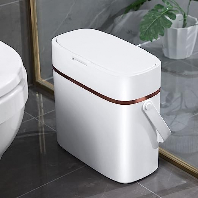ihocon: JUDRDO Small Bathroom Trash Can with Lid 小垃圾桶