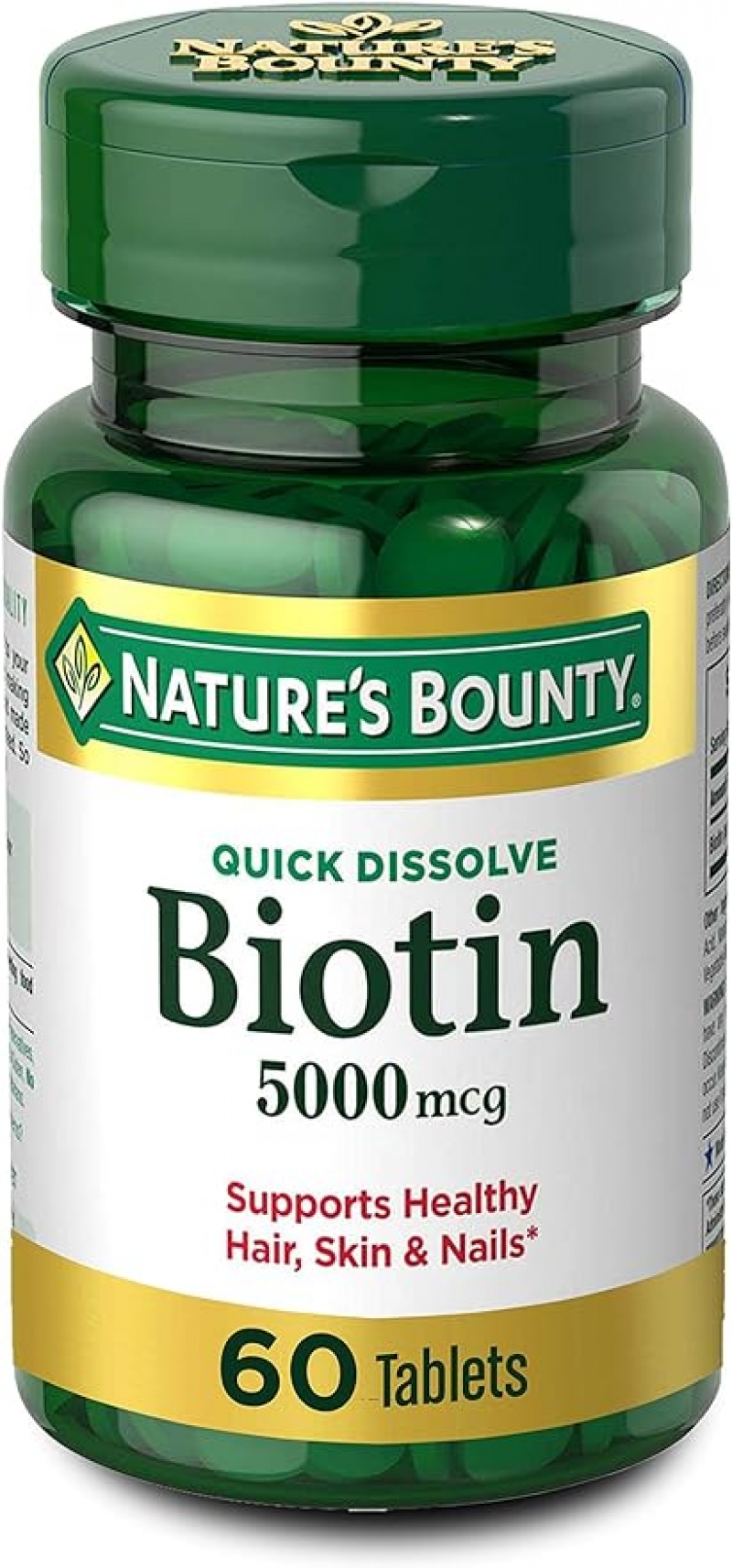 ihocon: Nature's Bounty Biotin, Vitamin Supplement, Supports Metabolism for Cellular Energy and Healthy Hair, Skin, and Nails 生物素 5000 mcg, 60 Quick Dissolve