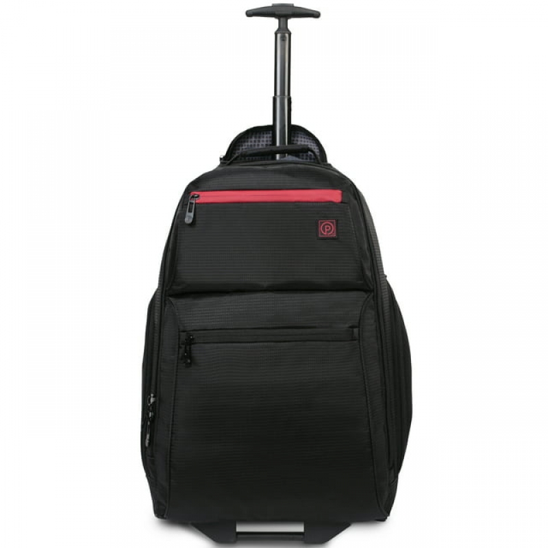ihocon: Protege 22 Black Rolling Backpack with Telescopic Handle 拉桿背包