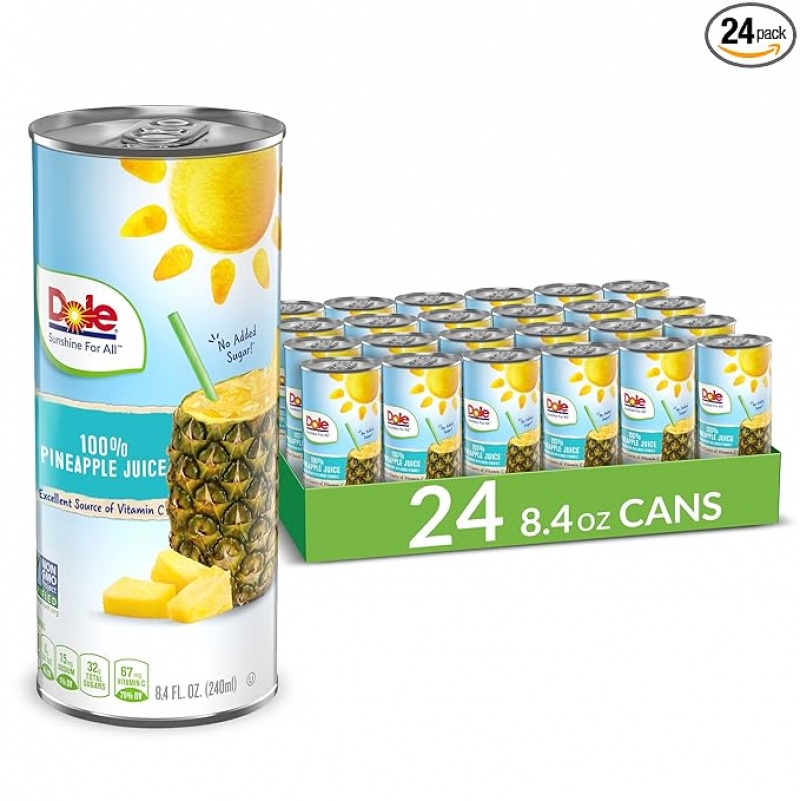 ihocon: Dole 100% Pineapple Juice, No Added Sugar, Excellent Source of Vitamin C, 100% Fruit Juice 鳳梨汁(無添加糖) 8.4 Fl Oz, 24罐