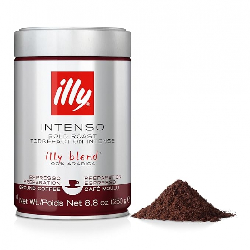 ihocon: illy Ground Coffee Espresso - 100% Arabica Coffee Ground – Intenso Dark Roast 研磨咖啡粉 8.8 oz