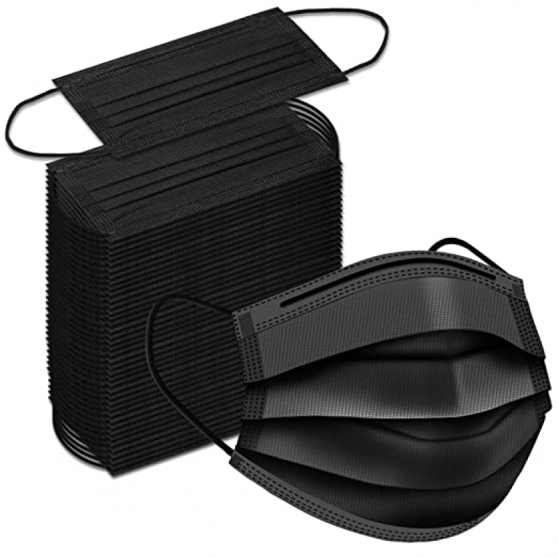 ihocon: ZTANPS Black Disposable Face Masks, 100 Pack 黑色一次性口罩 100個