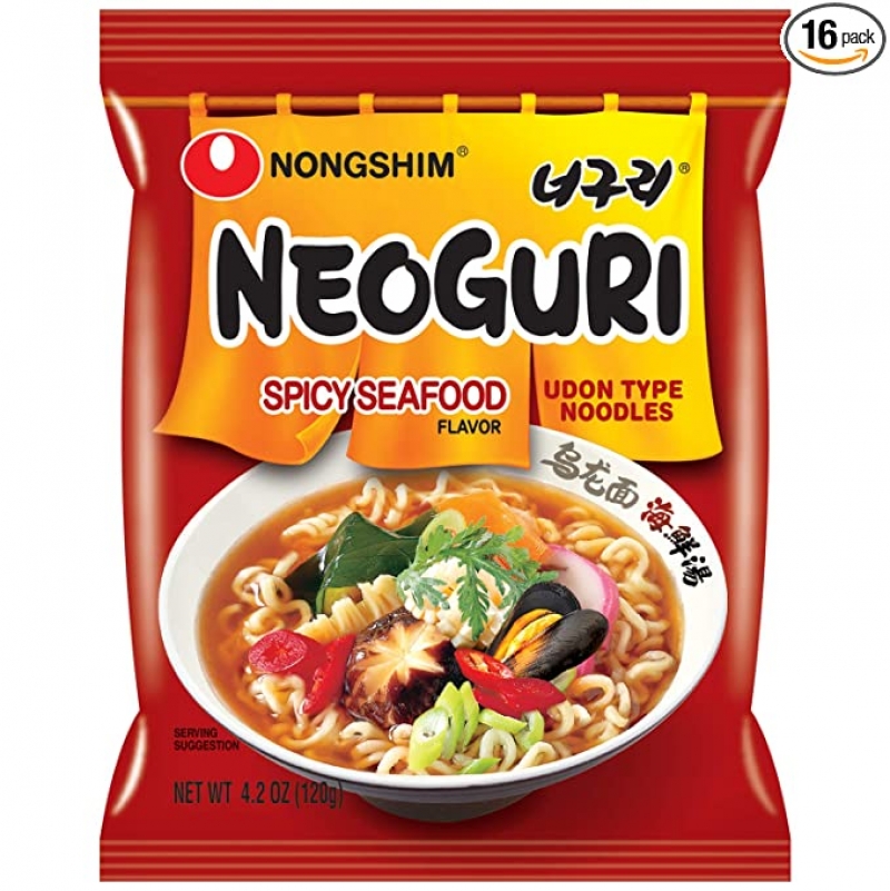 ihocon: Nongshim Neoguri Noodles, Spicy Seafood, 4.2 Ounce (Pack of 16) 農心香辣海鮮麵