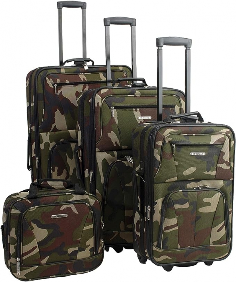 ihocon: Rockland Journey Softside Upright Luggage Set, Expandable, Camouflage, 4-Piece  軟式行李箱4個(14/19/24/28吋)  