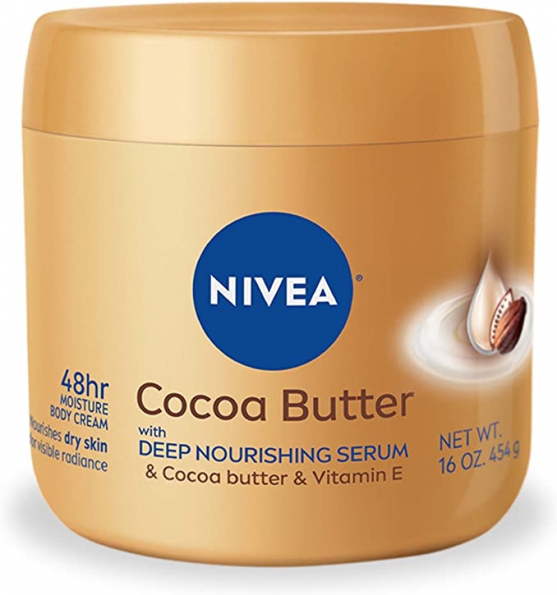 ihocon: 妮維雅NIVEA Cocoa Butter Body Cream with Deep Nourishing Serum, Cocoa Butter Cream for Dry Skin, 16 Ounce Jar  可可脂深層滋養潤膚霜