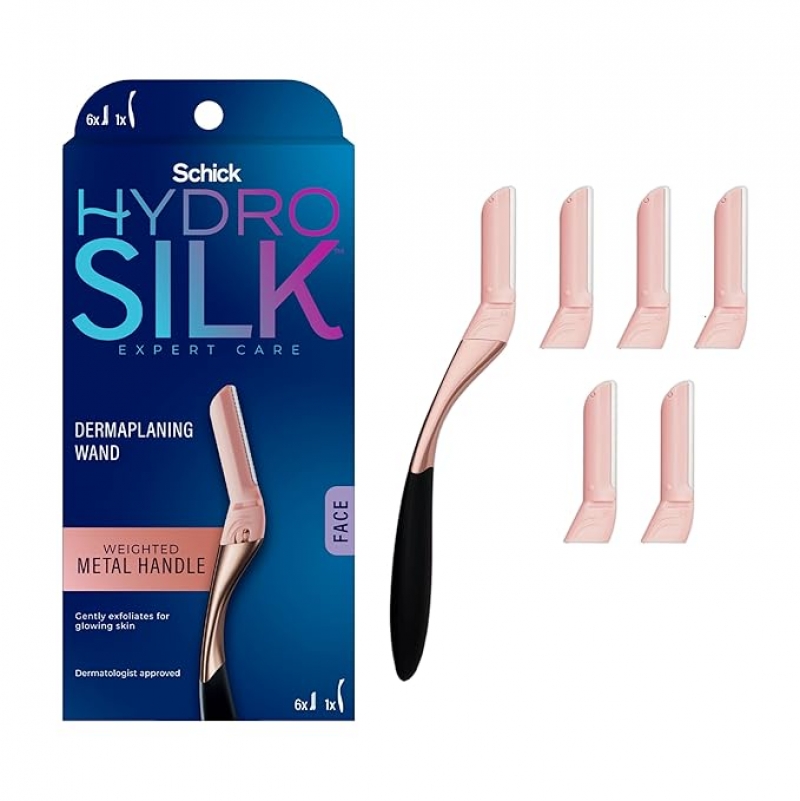 ihocon: Schick Hydro Silk Dermaplaning Wand, Dermaplaning Tool for Face with 6 Refill Blades 臉部除毛刀, 附6個替換刀頭