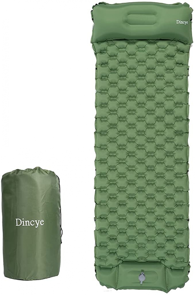 ihocon: Dincye Inflatable Sleeping Pad with Built-in Pump Foot Press with Travel Air Pillow 充氣式睡墊, 內建踩壓式打氣幫浦