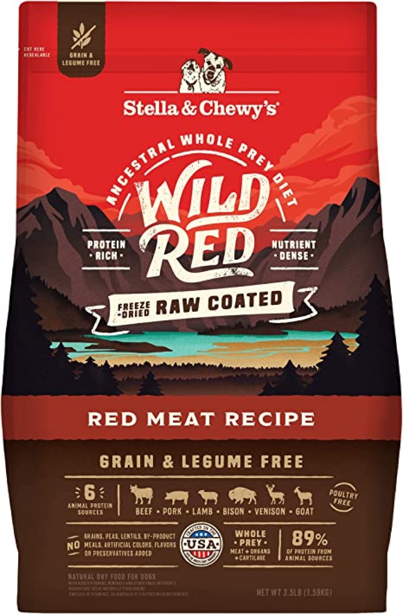 ihocon: Stella & Chewy’s Wild Red Raw Coated Dry Dog Food – Grain Free, Protein Rich – Red Meat Recipe, 3.5 lb Bag 乾狗糧