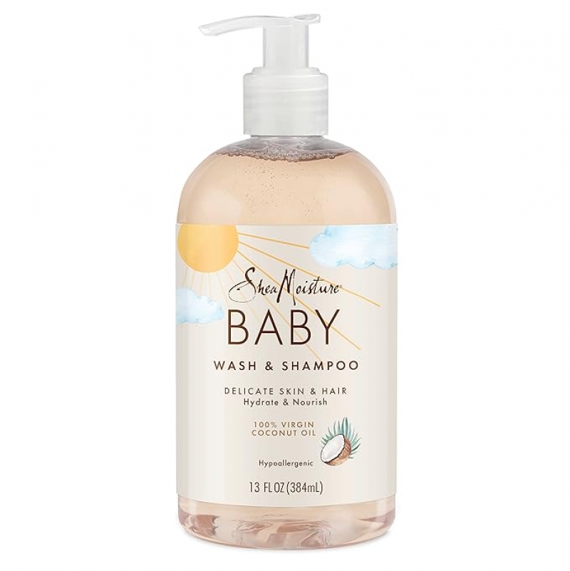 ihocon: SheaMoisture Baby Wash and Shampoo 100% Virgin Coconut Oil for Baby Skin Cruelty Free Skin Care  嬰兒洗髮/沐浴乳 13 oz 
