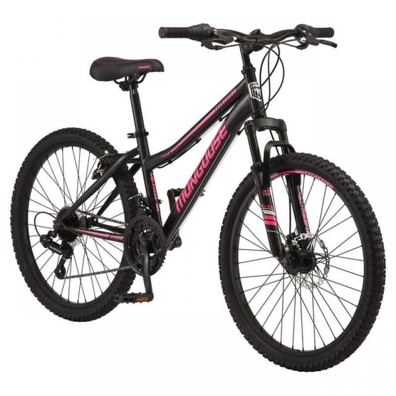 ihocon: [男, 女均适用] Mongoose 24吋 Excursion Unisex Mountain Bike, Black, 21段速 越野自行车