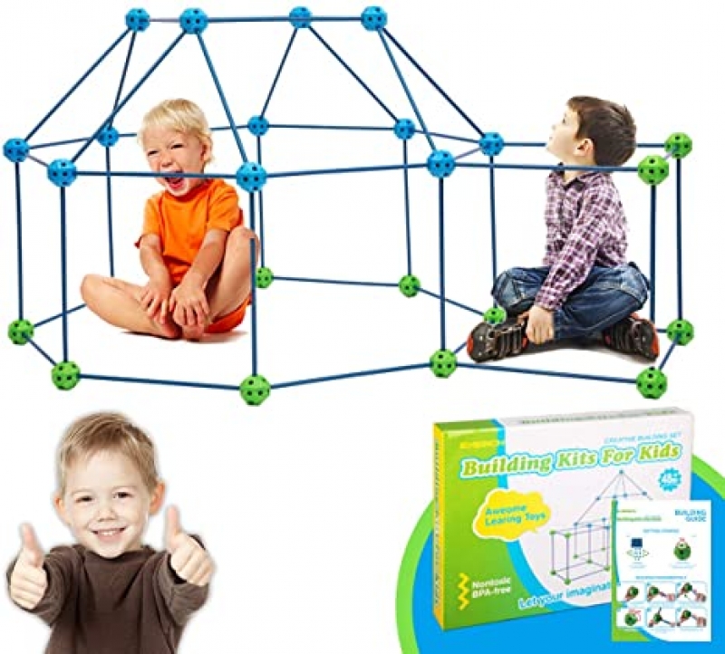 ihocon: EVERICH TOY Fort STEM Building Kits for Kids (76 Pieces) 兒童堡壘拼接玩具