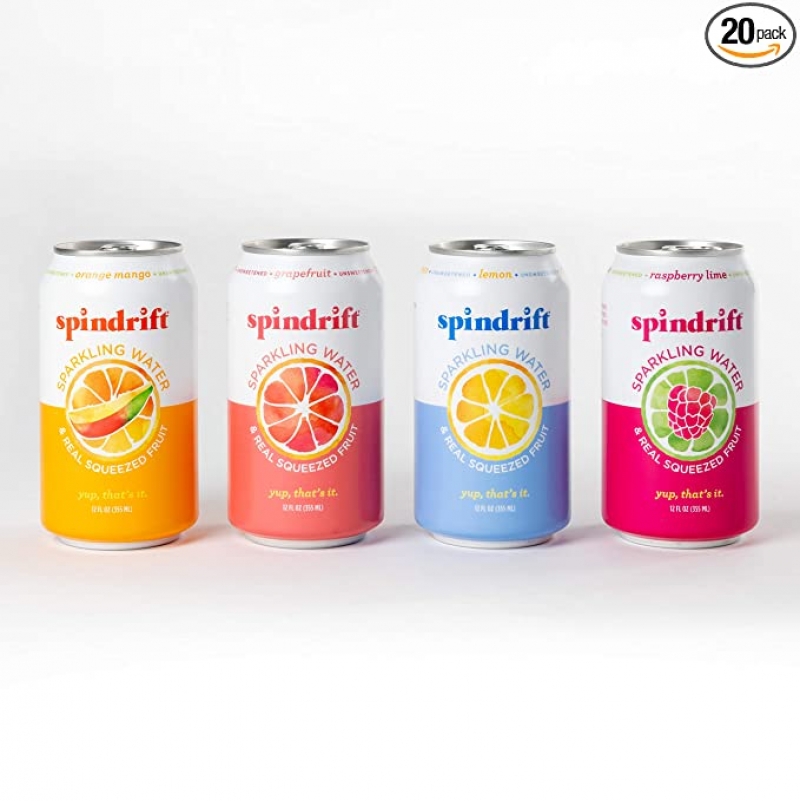 ihocon: Spindrift Sparkling Water, 4 Flavor Variety Pack, Made with Real Squeezed Fruit, 12 Fl Oz 水果氣泡水
