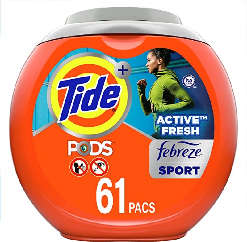 ihocon: Tide PODS 4 in 1 Febreze Sport Odor Defense, Laundry Detergent Soap PODS, High Efficiency (HE), 61 Count   4合1 洗衣膠囊
