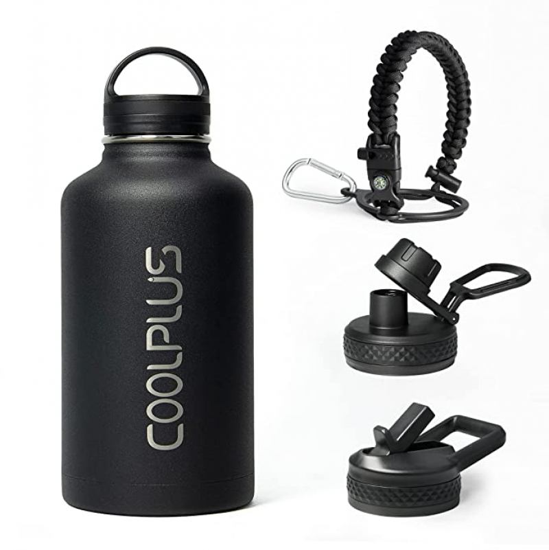 ihocon: [保熱24小時] Coolplus 64 oz Water Bottle Insulated with Straws 保溫水瓶, 附3個瓶蓋