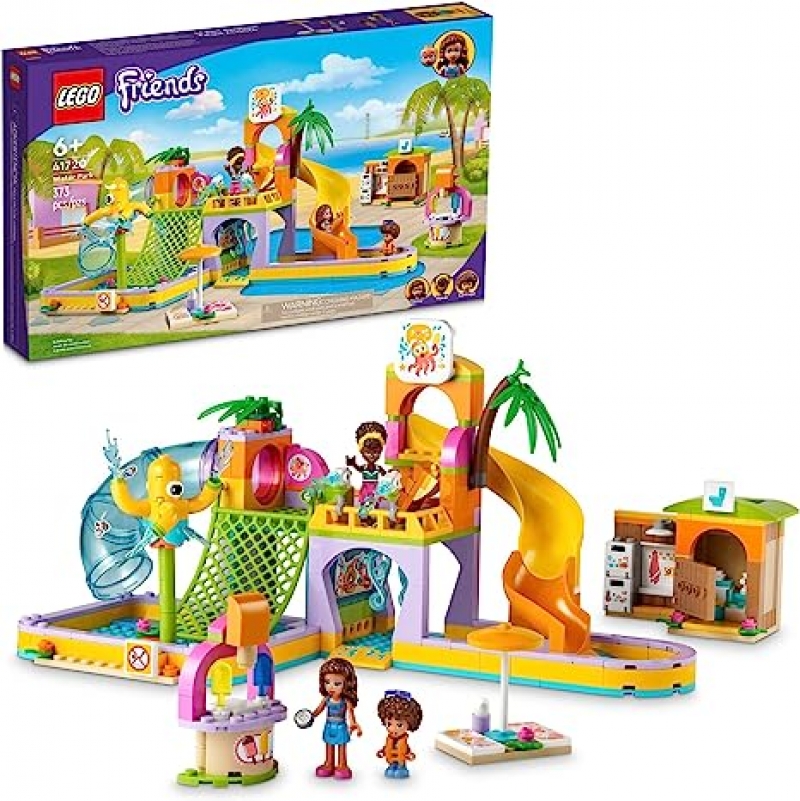 ihocon: 樂高積木LEGO Friends Water Park Set 41720 Swimming Pool and Slides, Heartlake City Toy, Birthday and Easter Gifts Idea for Kids Ages 6 Plus 水上樂園 (373 pieces)