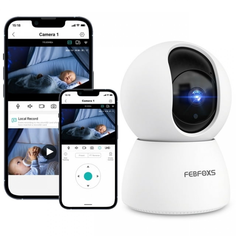 ihocon: FEBFOXS Baby Monitor Security Camera, WiFi Indoor Camera, 360-Degree Smart 1080P   嬰兒/寵物室內監看器