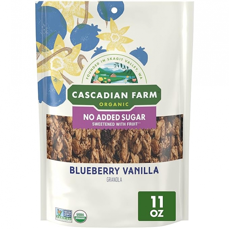 ihocon: Cascadian Farm Organic Granola with No Added Sugar, Blueberry Vanilla Cereal, Resealable Pouch, 11 oz.無額外添加糖