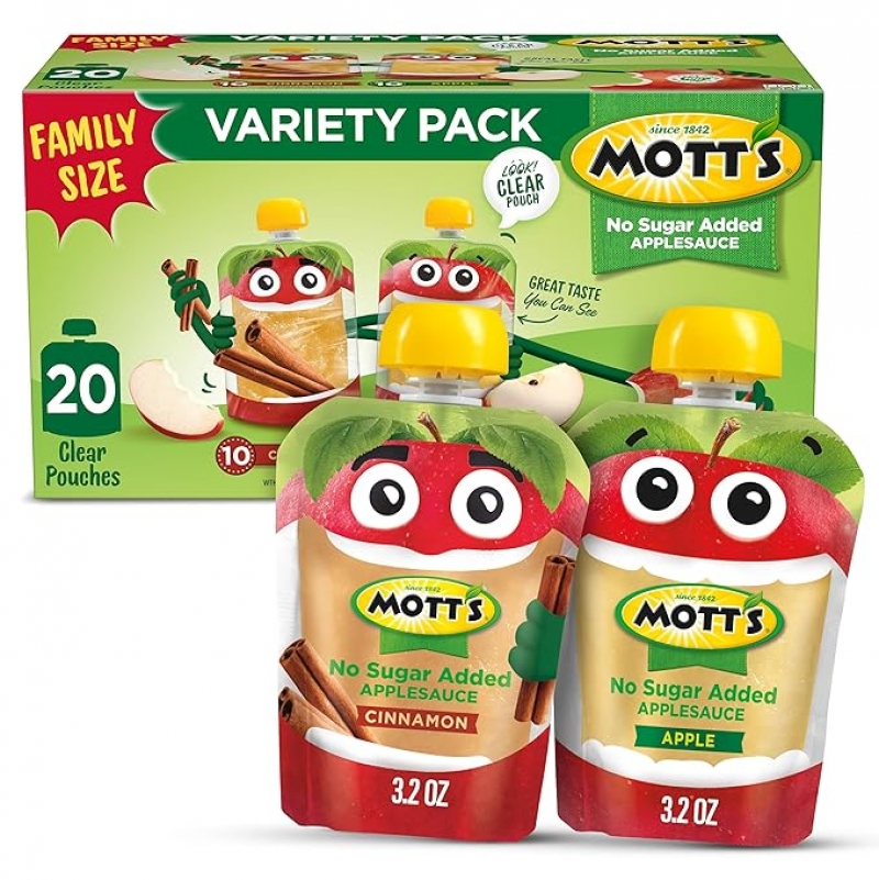 ihocon: Mott's No Sugar Added Applesauce Variety Pack 蘋果泥(無額外添加糖) 3.2oz 20包